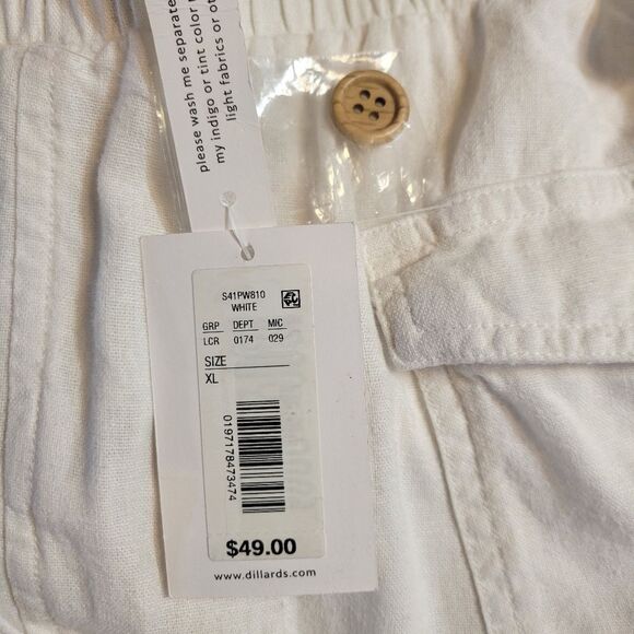 Westbound The Island Crop White Linen Blend Cropped Straight Leg Pants Women's - Picture 8 of 13